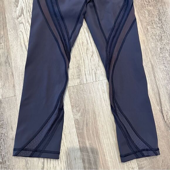 LULULEMON Never Still Crop Leggings Womens Size 4 Run Blue Pockets Mesh - Picture 6 of 11